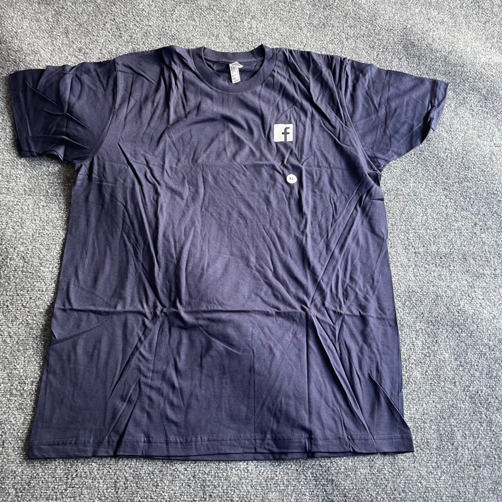 American Apparel Facebook Logo T-Shirt Mens XL Navy‎ Blue Made in USA Tech Tee
